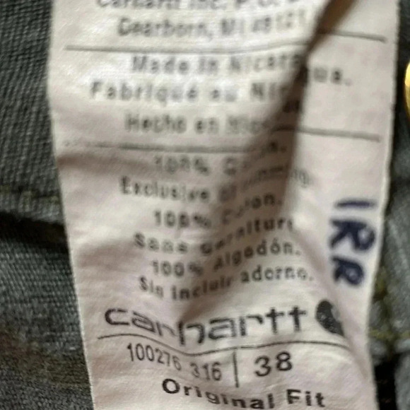 Carhartt army green men’s shorts size 38 - Picture 3 of 6